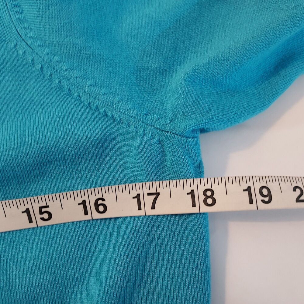 One World Cardigan Shrug Sweater Comfy Soft Button Up Short Sleeve Blue Large - Picture 10 of 12